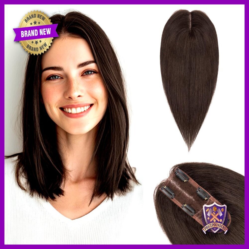 Real Human Hair Topper Lace Base 150% Density Hand-Knotted Soft Breathable